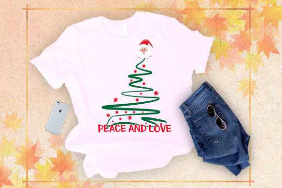 Christmas T-shirt Peace and Love Graphics
