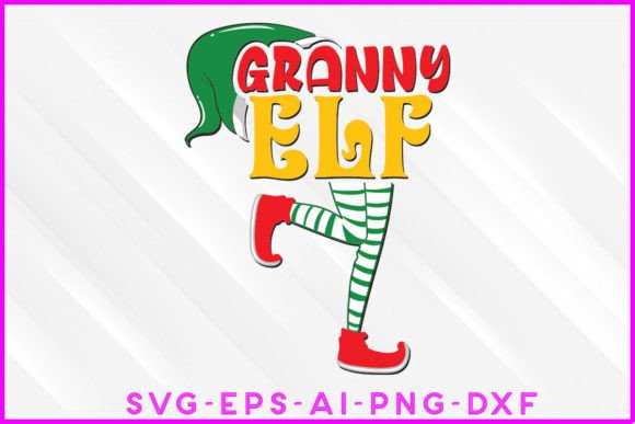 Granny Elf Christmas T-shirt Design: Graphics and Crafts for Holiday Content
