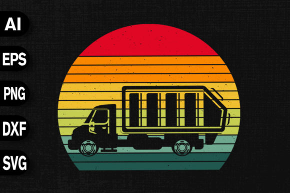 Retro Sunset Recycling Trash Garbage Graphics