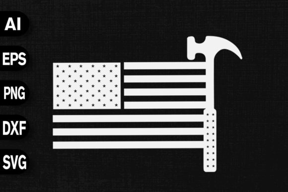 Roofer American Flag Embroidery Design